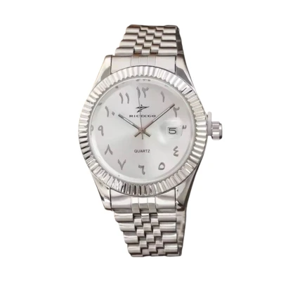 Afbeelding van Ricecgo HerenHorloge Zilver met Parelmoer Wit en Blauw