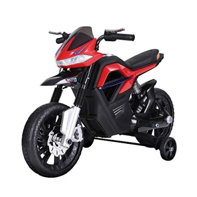 Afbeelding van HOMCOM kindermotorfiets elektrische kindermotor motorfiets voor kinderen vanaf 3 jaar licht muziek MP3 Elektrisch voertuig met zijwieltjes maximaal km/h rood 105 x 52,3 62,3 cm