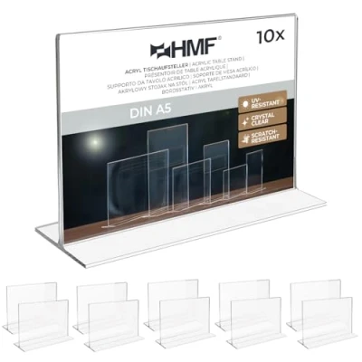 Afbeelding van HMF 46924 acryl tafelstandaard, recht, 10 stuks, DIN A5 liggend formaat, doorzichtig