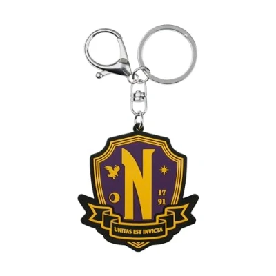 Afbeelding van Karactermania, Sleutelhanger, MERCREDI Embleem Nevermore Porte clés en Caoutchou, Paars