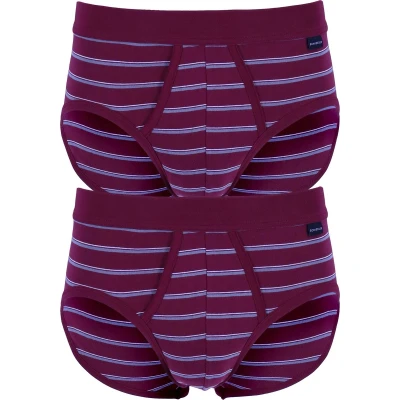 Afbeelding van SCHIESSER Original Classics sportslips (2 pack) Feinripp met gulp bordeaux rood gestreept