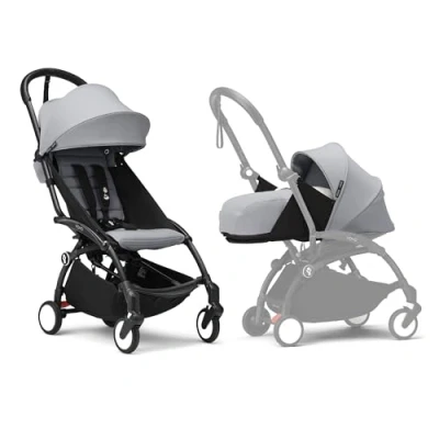 Afbeelding van Stokke YOYO3 kinderwagen met newbornpakket Inclusief zwart frame, YOYO 6+ kleurenpakket (Stone) en 0+