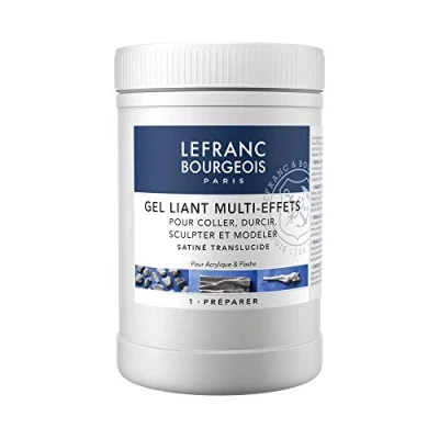 Afbeelding van Lefranc &amp; Bourgeois 300338 Multi Effekt Binder Acrylgel, fexibel, nicht vergilbend, wasserfest zum Skulturaufbau und Modellierung, seidenmatt, transluzent, 1000ml Topf, Transparent, 1 Liter Topf