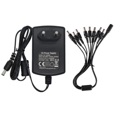Afbeelding van AC naar DC adapter 12 V 3 A met 8 weg splitterkabel voor videobewakingscamera&#039;s DVR NVR LED lichtstrip