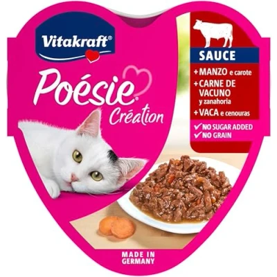 Afbeelding van Vitakraft Poésie Creation Weide, natvoer voor katten in saus, rundvlees en wortel, 85 g