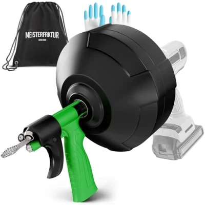 Afbeelding van MEISTERFKTUR Pijpreinigingsspiraal, 15 m, automatische toevoer, ideale afvoerspiraal voor een milieuvriendelijke buisreiniging, stabiele buisspiraal echte doe het zelvers, 0,64 cm