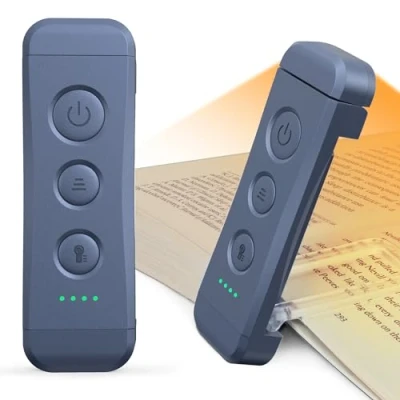 Afbeelding van Glocusent USB Oplaadbare Boekenlamp voor Lezen in Bed, Draagbare Clip on LED Leeslamp, 3 Amber Kleuren &amp; 5 Helderheid Dimbaar, Compact Langdurig, Perfect Boekliefhebbers, Kinderen