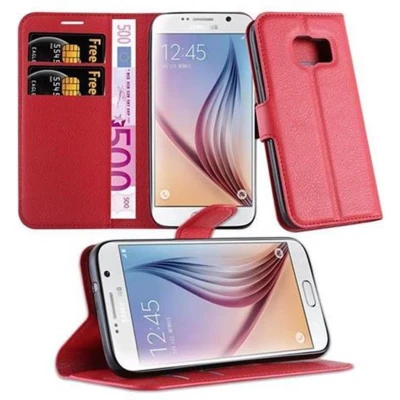 Afbeelding van Cadorabo Hoesje geschikt voor Samsung Galaxy S7 in KARMIJN ROOD Beschermhoes met magnetische sluiting, standfunctie en kaartvakje Book Case Cover Etui