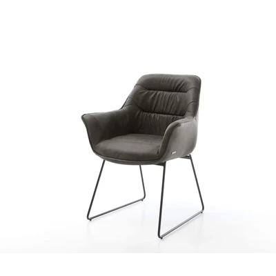 Afbeelding van Gestoffeerde stoel Kaira Flex slipframe zwart antraciet vintage