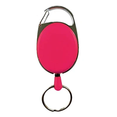 Afbeelding van Tiga Med Uittrekbare sleutelhouder JoJo, sleutelband ID kaart JoJo met sterke veer en scheurbestendig koord (75cm), sleutelhanger 4 kleuren (roze)