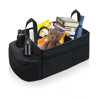 Afbeelding van RCIDOS Auto organizer voor kinderen, opvouwbaar, met bekerhouder, auto, geschikt stoelen vooraan en kofferbak, kan speelgoed, boeken paraplu&#039;s plaatsen
