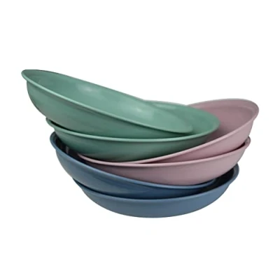 Afbeelding van Ikolife plastic borden diep 6 stuks Ø 20 cm, 3 kleuren, kinderborden, herbruikbaar BPA vrij! (20 cm diepe 3,5 cm)