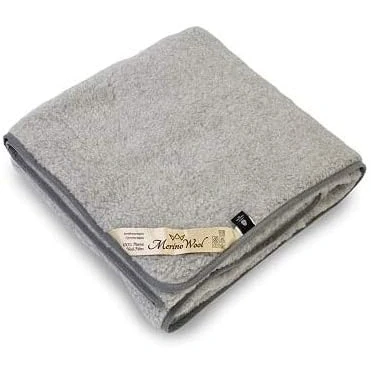 Afbeelding van WOOLMARK ! Merino schapenwollen deken/knuffeldeken, 100% merinowol, schapenwol merinowol SUPER KING grijs deken 250 x 200 cm