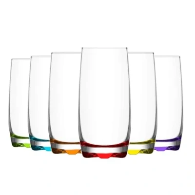 Afbeelding van Glasmark longdrink/waterglazen Tumblers glas gekleurde basis 6x stuks 350 ml Longdrinkglazen