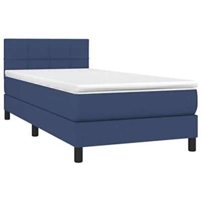 Afbeelding van vidaXL Boxspring met matras en LED stof blauw 100x200 cm