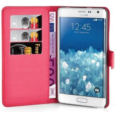 Afbeelding van Cadorabo Hoesje geschikt voor Samsung Galaxy NOTE EDGE in KARMIJN ROOD Beschermhoes Cover magnetische sluiting Case