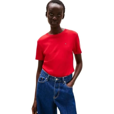 Afbeelding van TOMMY HILFIGER Dames SLIM CODY C NK SS WW0WW40587, Rood, XXL, Rood (primair rood), XXL