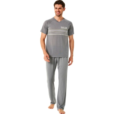 Afbeelding van Feyza Heren Pyjama Set, Korte Mouwen, Grijs S
