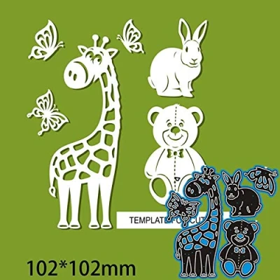 Afbeelding van Dieren Snijmallen voor Kaarten Maken, YunTrip Giraffe Konijn Vrienden Metalen DIY Scrapbooking Album Embossing Foto Craft Papieren Decoratieve Ambacht