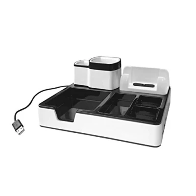 Afbeelding van Monolith Desk Organizer wit met 3 USB poorten voor het opladen van smartphones of tablets