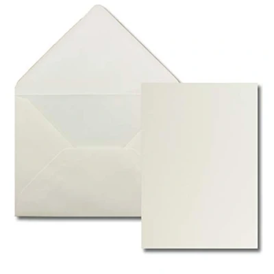Afbeelding van kaarten met enveloppenset enkele DIN A5 14,8 x 21 cm natuurlijk wit enveloppen C5 15,4 22 nat plakrand