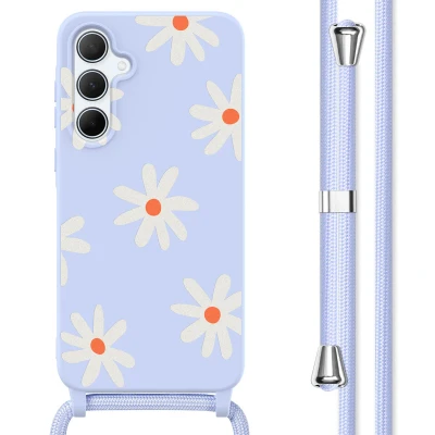 Afbeelding van Samsung Galaxy A55 Hoesje Siliconen en TPU (zacht) imoshion Softcase/Koordhoesje/Backcover Lila Flower Distance Telefoonhoesje