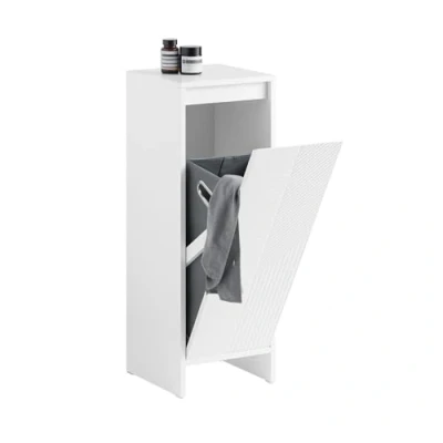Afbeelding van SoBuy Droogkast met uitklapbare waszak wasverzamelaar wasmand badkamerkast wit BHT ca. 30x87x30cm BZR154 W