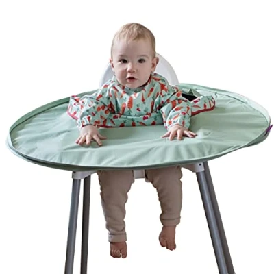 Afbeelding van Tidy tot Slabbetje en dienblad in één set, uniseks, eenheidsmaat voor 6 maanden 2 jaar, onmisbaar het spenen, Sage Groen, One size