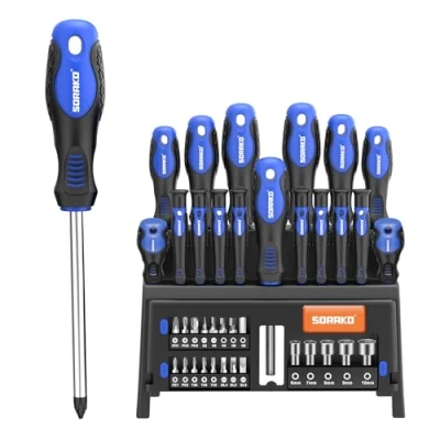Afbeelding van Schroevendraaierset, 40 delige magnetische schroevendraaierset met sleuf en kruiskopschroevendraaier, duurzaam handschroevendraaier gereedschap schroevendraaierhouder