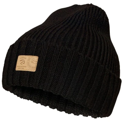 Afbeelding van Ivanhoe rib gebreide muts van wol Ipsum Black One Size Zwart