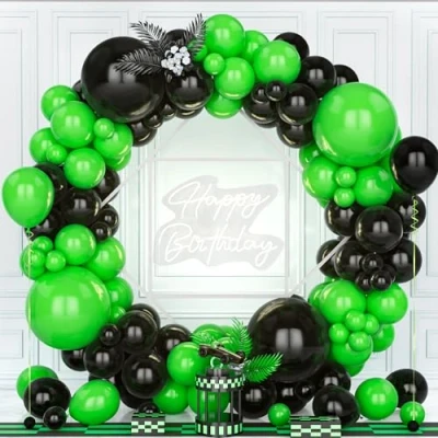 Afbeelding van Teselife Zwart en groene ballonnen, 119 stuks zwarte ballonboog slinger kit mannen vrouwen bruids babyshower verloving verjaardag bruiloft vrijgezellenspel thema feest