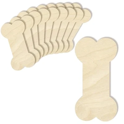Afbeelding van Creative Deco 10 x Grote Houten Vormen Bot Honden 15 7.5 cm Multiplex Verf, Decoratie, Cadeau en Decoupage, DIY