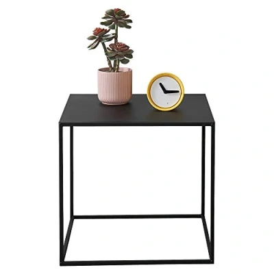 Afbeelding van Console tafel sidetable metaal 50x55x55 cm zwart mat