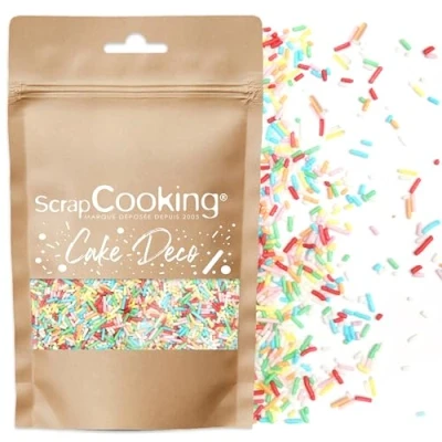 Afbeelding van ScrapCooking Pot met zoete vermicelli, meerkleurig, 80 g, kleurrijke suikerconfetti, decoratie, gebak, desserts, cakes, koekjes, cupcakes, verjaardag, taartdesign, 7436