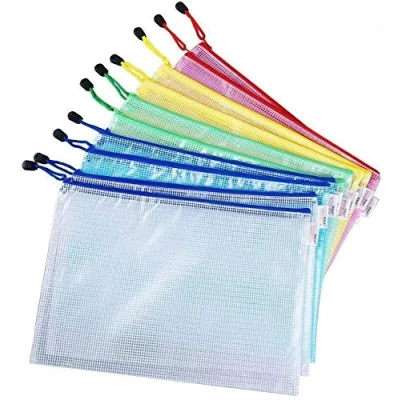 Afbeelding van Vicloon Documententas A4, documentenvakken met ritssluiting, mesh kunststof ritsvak voor documenten, papier, cosmetica, huiswerk en reisaccessoires