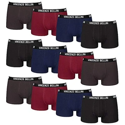 Afbeelding van Vincenzo Bellini Hipster boxershorts voor heren, 8 of 12 stuks, comfortabel en ademend herenondergoed, katoenen onderbroek, basic boxer, M
