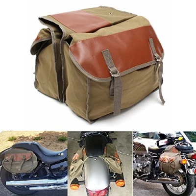 Afbeelding van Alamor Motorfiets Canvas Zadeltassen Paardenrugzak compatibel met Haley Sportster/Hon da