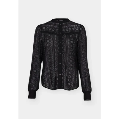 Afbeelding van ONLY blouse ONLREBA met all over print en kant zwart