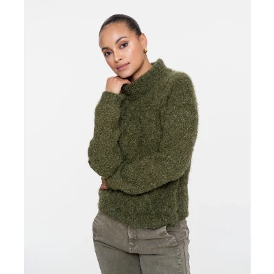 Afbeelding van Geisha dames kabeltrui met turtleneck 54515 10 3XL / Groen