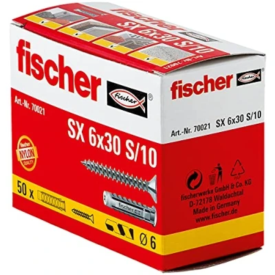Afbeelding van Fischer Plug SX 6 x 30 met schroef 70021 50 stuk(s)