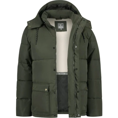 Afbeelding van MGO Otto heren winterjas Puffer jack met teddy voering Mosgroen Maat XXL