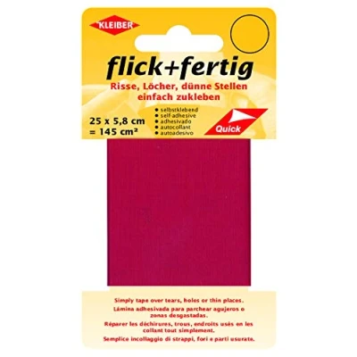 Afbeelding van Kleiber patch en klaar, zelfklevende patches, scheuren, gaten, dunne plekken eenvoudig op maat te plakken, nylon snijden, lichtrood (25 x 5,8 cm)