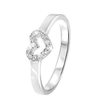 Afbeelding van Lucardi Meisjes Kinder ring met plating Hart Zirkonia Cadeau Echt Zilver Zilverkleurig
