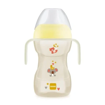 Afbeelding van MAM Fun to Drink Cup Night, met in het donker lichtgevende handgrepen en harde tuit, 8+ maanden, 270 ml, neutraal