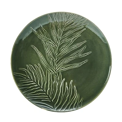 Afbeelding van Mikasa Jardin Ronde serveerschaal, groen aardewerk serveerschaal voor voedsel, 35 cm, grote voorgerechten en antipasti geschenkdoos vaatwasmachinebestendig