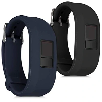 Afbeelding van kwmobile 2x horlogebandjes geschikt voor Garmin Vivofit 3 bandje Smartwatch bandjes van TPU Activity tracker horloge band in zwart / donkerblauw