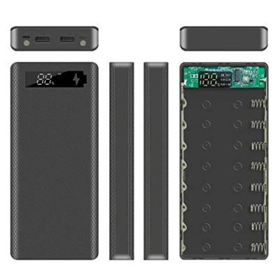 Afbeelding van Portable Battery Case Micro USB Type C 18650 LCD DIY Mobile Power Bank blackNone