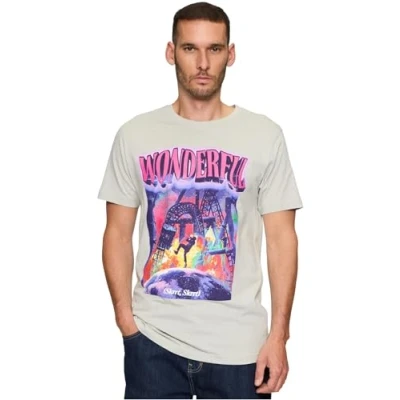 Afbeelding van Mister Tee Wonderful Tshirt print, Heren, Maat: Small, Lightasphalt