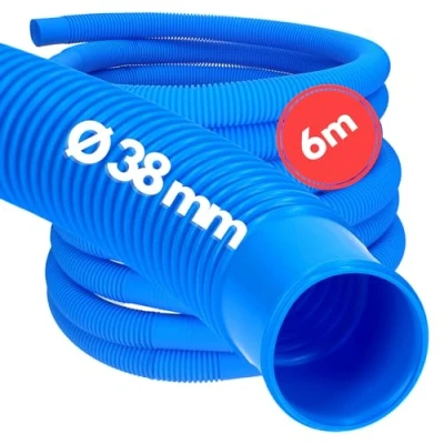 Afbeelding van meter Kalitec zwembadslang 38 mm, blauw I mm slang zwembad voor zwembadpomp flexibele pompslang Made in Germany maatvast trapvast