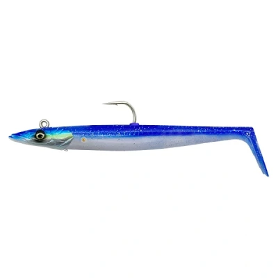 Afbeelding van Savage Gear Sandeel V2 Realistische Zandspiering Imitatie met Levendige Schoppende Actie, Dartelende Jigkop, Ideaal voor Roofvissen in Zoutwater, Snoek, Bass &amp; Snoekbaars Blauw Parel Zilver 17,5 cm